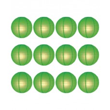 8" Paper Lantern Green Regular Wire Value Pack (12 PCS)